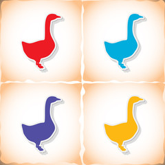 Fototapeta premium Goose. Flat sticker with shadow on old paper