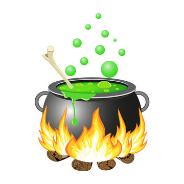 Halloween cauldron vector illustration.