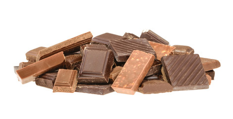 Chocolate isolated on white. without shadow