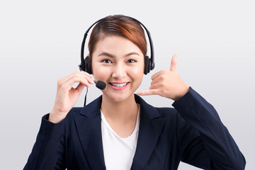 Portrait of beautiful young asian female customer service repres