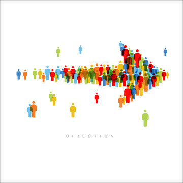Direction arrow made from people icons