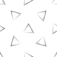 Hand Drawn vector seamless pattern made with ink. Triangles shapes isolated. Fabric design