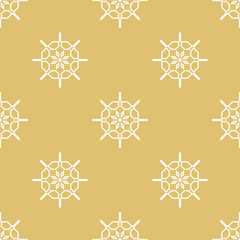 Damask elegant seamless pattern. Vector background. White and golden colors. Wrapping paper