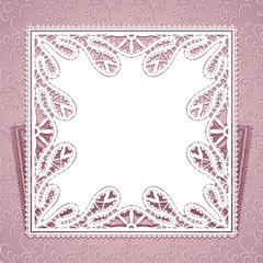 Square lace doily with laser cut ornament