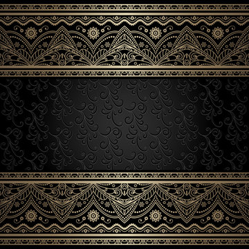 Vintage background with filigree gold borders