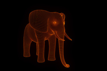 Elephant in Hologram Wireframe Style. Nice 3D Rendering
- 121105135