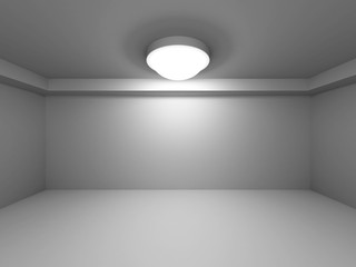 Empty Dark Room With Decorate Lights. Interior Background