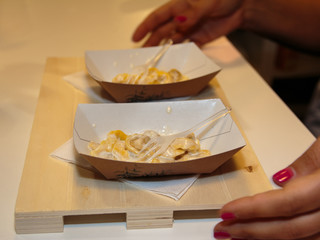 Tortellini Italian Pasta with Double Cream Sauce inside White Di