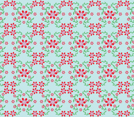 Vector floral red light blue background.