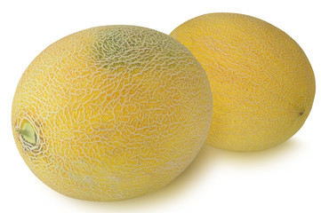 Two Muskmelon isolated on white background 