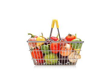 Shopping basket full of fruit and vegetables