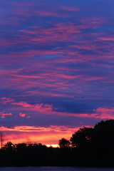 purple sunset over the river