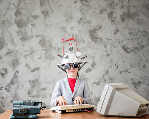 Child with toy virtual reality headset