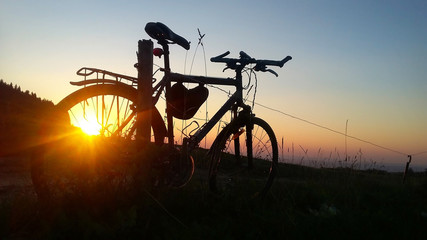 Fototapeta na wymiar Bicycle summer adventure cycling
