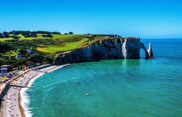Alabaster Coast in Normandy landscape - obrazy, fototapety, plakaty