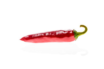 Red hot chili peppers Cayenne, Serrano with green stem. Cayenne,