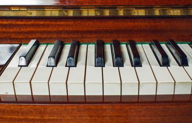 close-up of piano keys