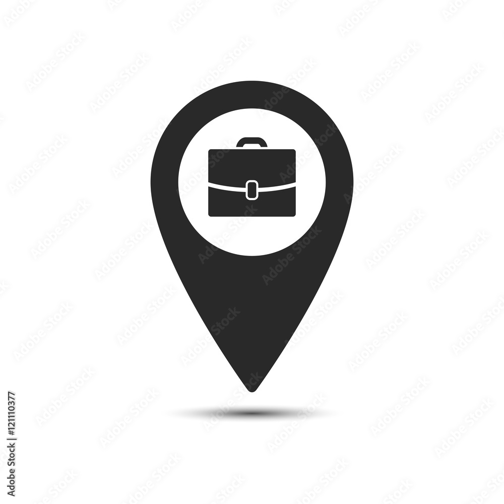 Poster map pointer with symbol portfolio, job search, offer a job. for location maps. mark icon. simple sig