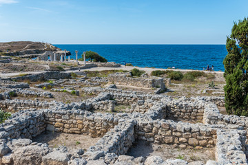 Ancient city Chersonese, ruins of Basilica 1935 VI-X c. , Sevastopol, Crimea, Russia