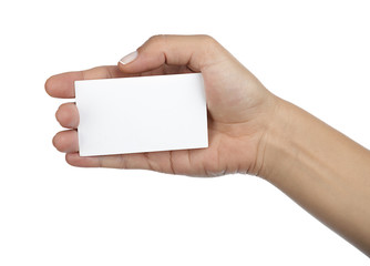 Fototapeta premium Business Card on Hand Isolated 