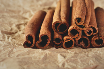 cinnamon sticks on paper horizontal