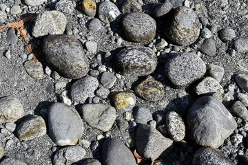 Natural wet rocks in river water background