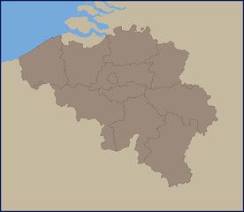 Empty Political Map of Belgium