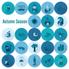 Set of Flat Autumn Icons