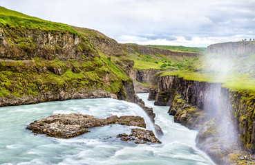 Fototapeta na wymiar Gullfoss Waterfall in the canyon of Hvita river - Iceland