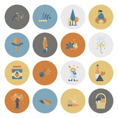 Set of Flat Autumn Icons