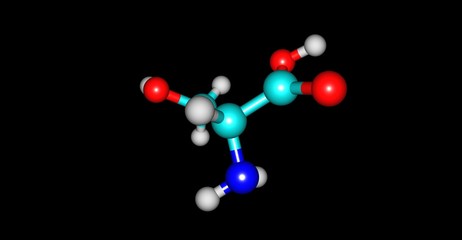 Serine molecular structure isolated on black