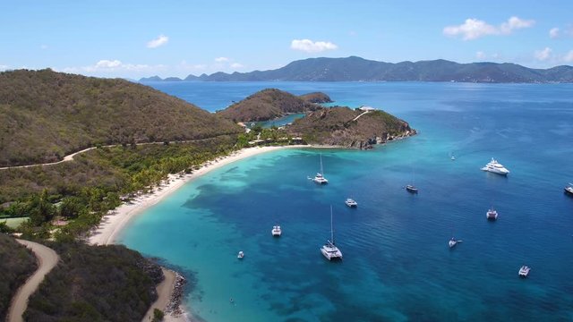 Aerial view of Dead Man's Beach, Peter Island, British Virgin Islands