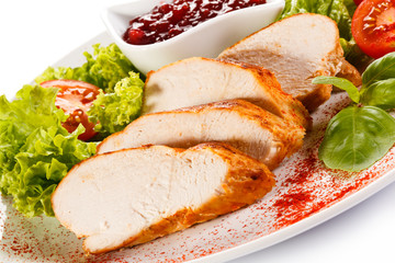 Grilled chicken fillet and vegetables 