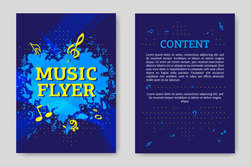 Obraz na płótnie Canvas Template flyer design. Creative graphic illustration. Concept of brochure, card or magazine. Music flyer.