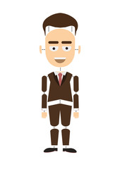 Body parts businessman. Funny cartoon construction of businessman on white background. Body parts are separate from body.