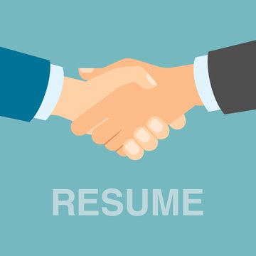 Resume approved handshake. Hiring new people, staff and employee. New partnership and teamwork.