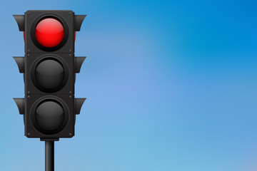 Traffic lights. Red lamp on