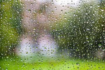 Drops of rain on glass background