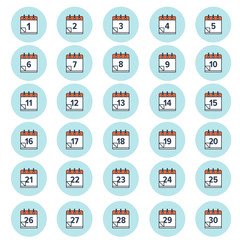Vector illustration. Calendar lined icon. Date, time. Holiday planning.