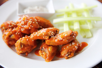 Buffalo wings fried chicken with spicy sauce