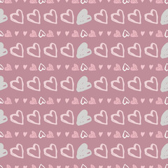 Doodle seamless pattern with hearts