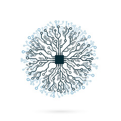 Vector abstract circuit board circle
