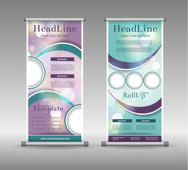 Roll Up Banner Abstract Geometric Colourful Design, Advertising Vector Background