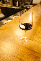 Glass of wine in a bar