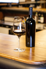 Red wine on bar counter