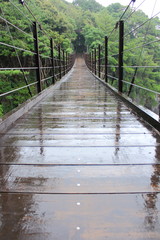 Obraz premium Suspension bridge taken in rainy day