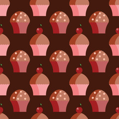 Seamless pattern of cupcakes