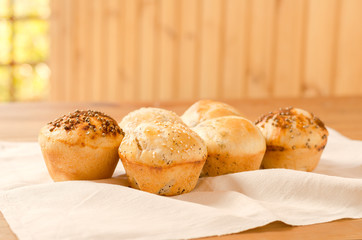 Bakery product. Delicious buns for you. Pastry. Cookie.