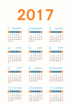 calendar for 2017