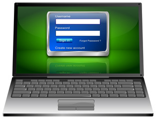 Laptop Computer with Login Screen - 3D illustration